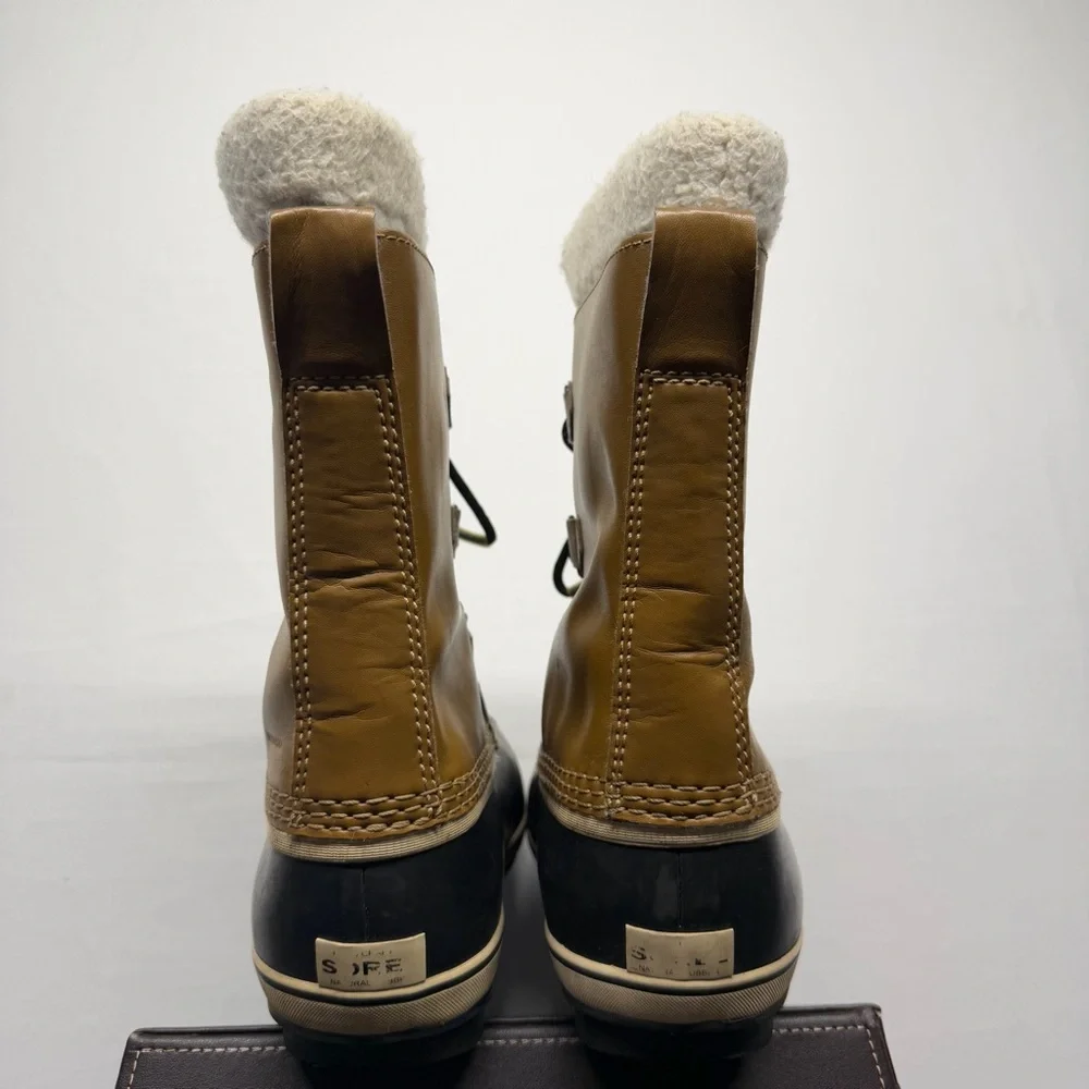 Sorel Caribou Boots Women‎ 7 Tan Black Waterproof Snow Winter NY1963